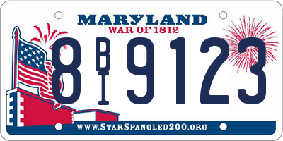 MD license plate 8BI9123