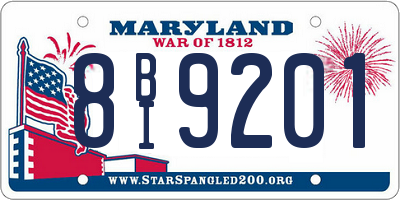 MD license plate 8BI9201