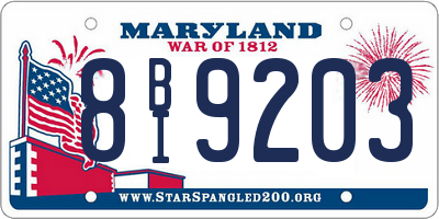 MD license plate 8BI9203