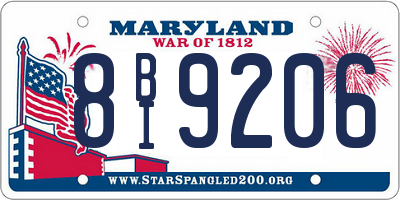 MD license plate 8BI9206
