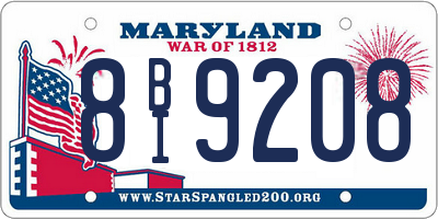 MD license plate 8BI9208