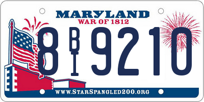 MD license plate 8BI9210