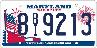 MD license plate 8BI9213