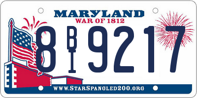 MD license plate 8BI9217