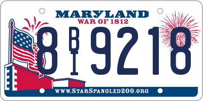 MD license plate 8BI9218