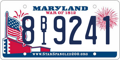 MD license plate 8BI9241