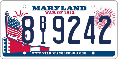 MD license plate 8BI9242