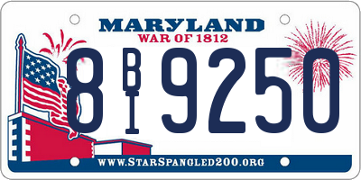 MD license plate 8BI9250