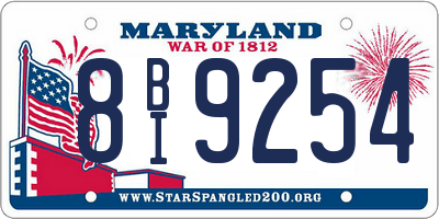 MD license plate 8BI9254