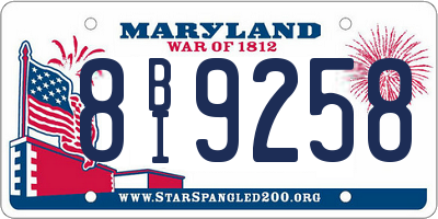 MD license plate 8BI9258