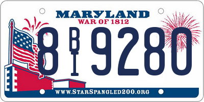 MD license plate 8BI9280