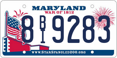 MD license plate 8BI9283