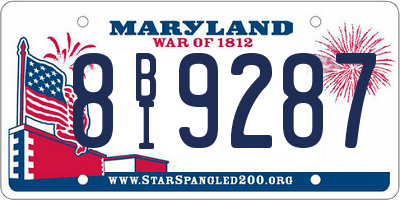 MD license plate 8BI9287