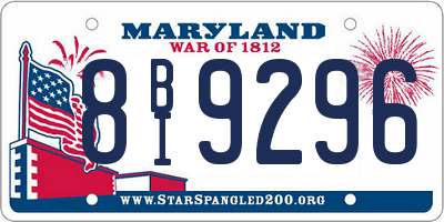 MD license plate 8BI9296