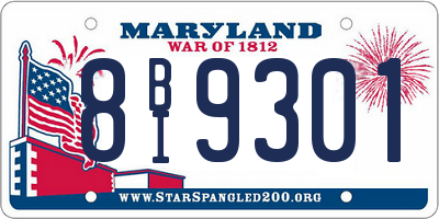 MD license plate 8BI9301
