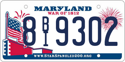 MD license plate 8BI9302