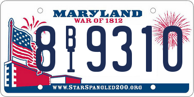 MD license plate 8BI9310