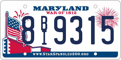 MD license plate 8BI9315