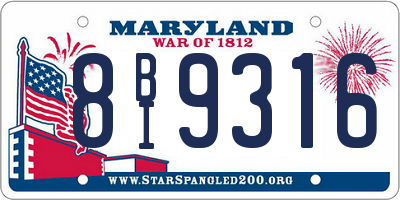 MD license plate 8BI9316