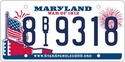 MD license plate 8BI9318