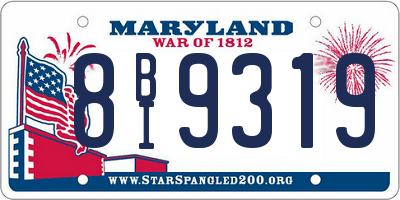 MD license plate 8BI9319