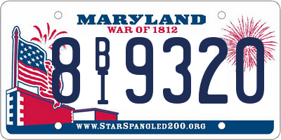 MD license plate 8BI9320