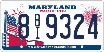MD license plate 8BI9324