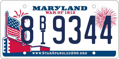 MD license plate 8BI9344