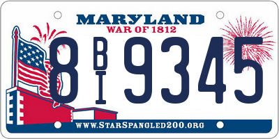MD license plate 8BI9345