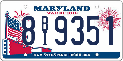 MD license plate 8BI9351