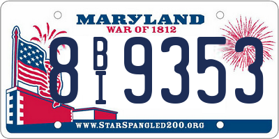 MD license plate 8BI9353