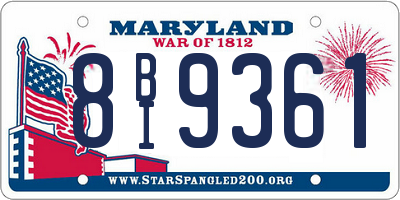 MD license plate 8BI9361