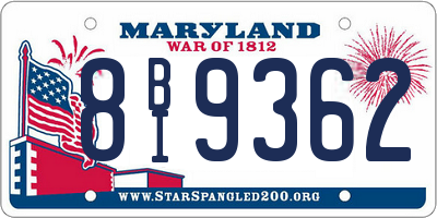 MD license plate 8BI9362