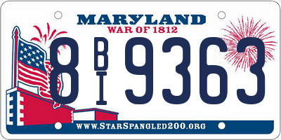 MD license plate 8BI9363