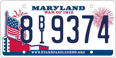 MD license plate 8BI9374