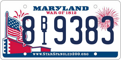 MD license plate 8BI9383