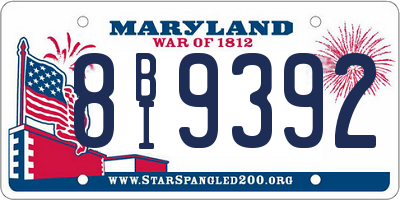 MD license plate 8BI9392