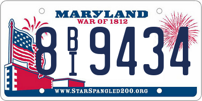 MD license plate 8BI9434