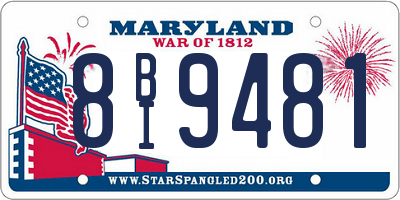 MD license plate 8BI9481