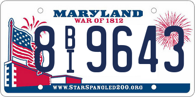MD license plate 8BI9643