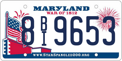 MD license plate 8BI9653