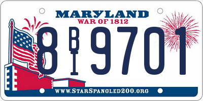 MD license plate 8BI9701