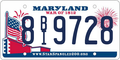 MD license plate 8BI9728