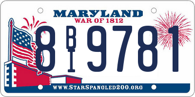 MD license plate 8BI9781