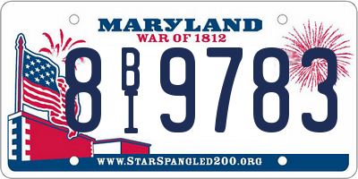 MD license plate 8BI9783