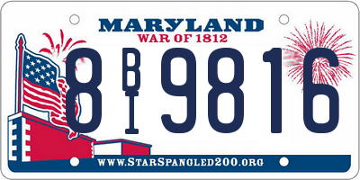 MD license plate 8BI9816