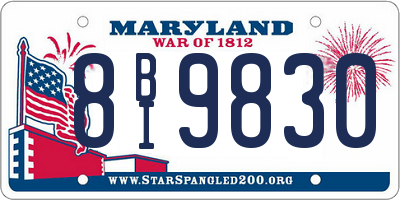 MD license plate 8BI9830