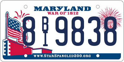MD license plate 8BI9838
