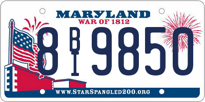 MD license plate 8BI9850