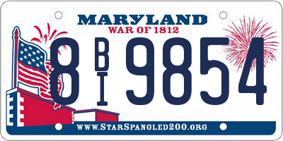 MD license plate 8BI9854